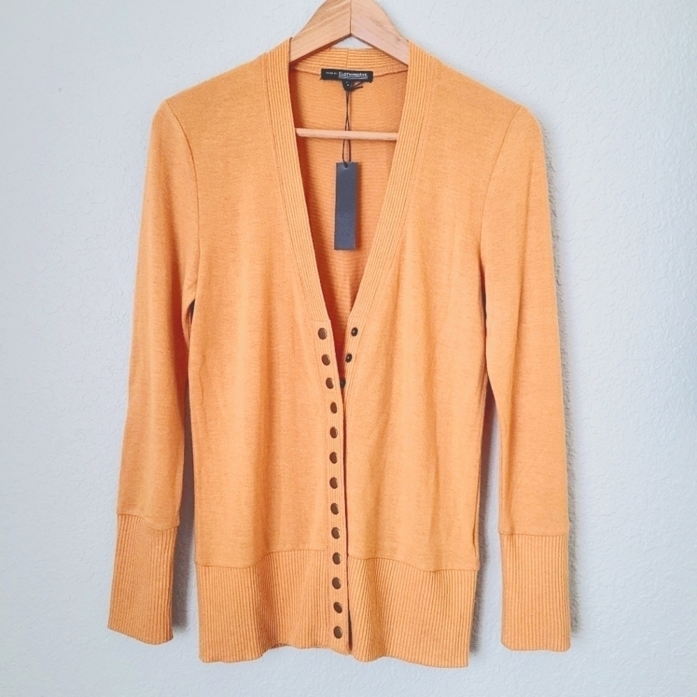 Clothing Ave. Snap Button Long Sleeve Knit Midi Cardigan Small - Picture 2 of 12